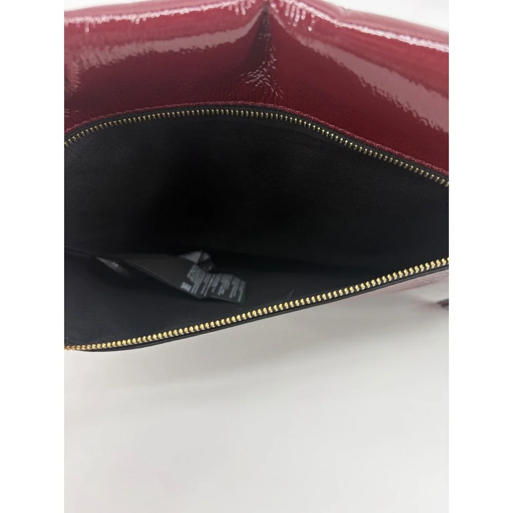 AllSaints Alex Clutch Bag Oxblood Red Patent Studded Leather Womens (No Strap)